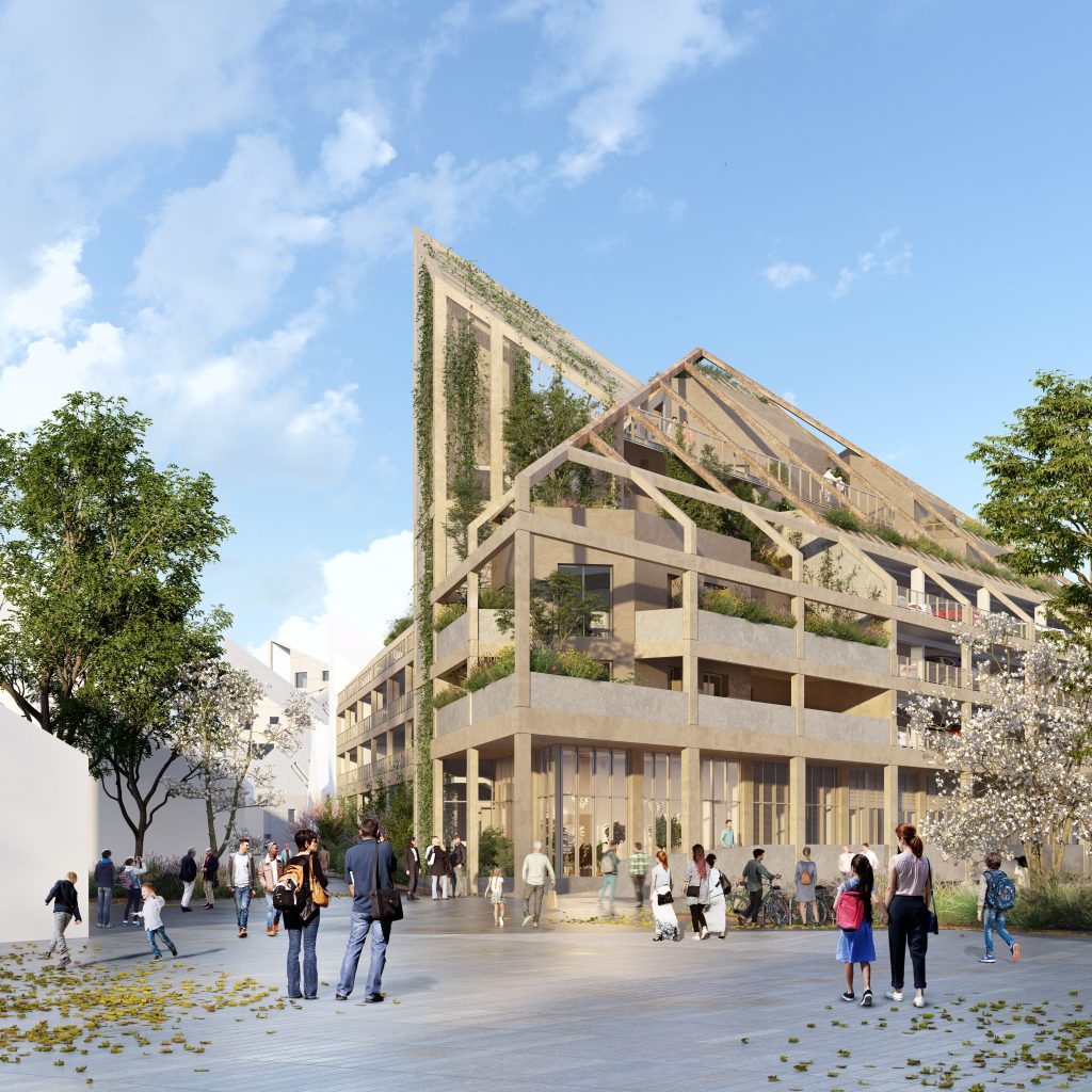 CoBe Architecture & Paysage construit 440 places de parking, des logements & des commerces à Bastide Niel